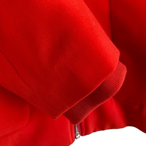 H&M Vivid Coral Red Zip up Bomber Style Minimalist Jacket Preppy Fall Coat Sz 8 - Picture 5 of 16